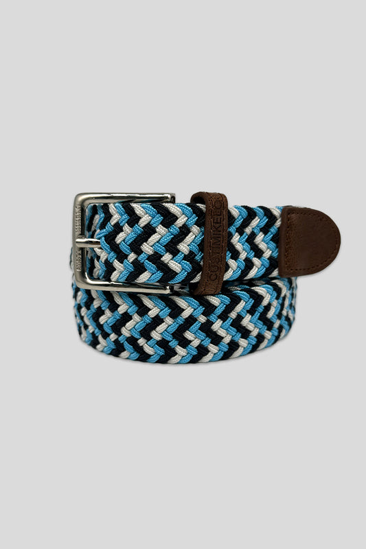Cinturón trenzado celeste marino blanco | 23