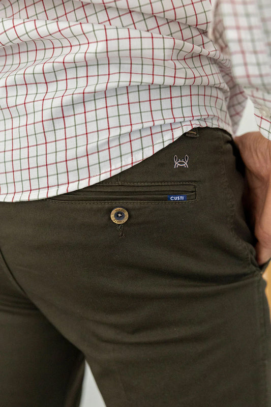 Pantalón Chino Elástico Verde Kaki | Jesulín