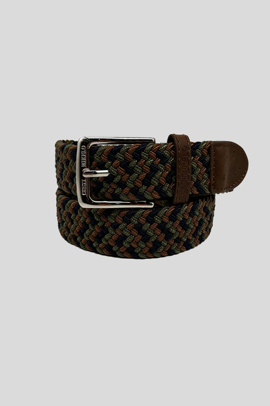 Cinturón trenzado Marrón-Kaki-Marino | 24