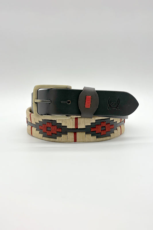 Cinturón piel argentino Beige Rojo | 92