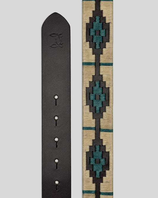 Cinturón piel argentino Beige Verde