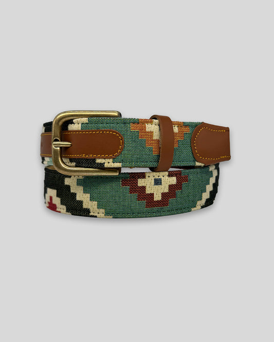 Cinturón Piel Étnico Verde