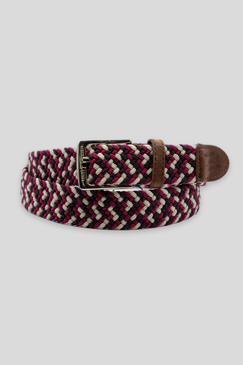 Cinturón trenzado Granate Marron Beige | 30