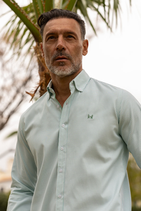 Camisa Rayas Oxford Verde Agua | Córdoba