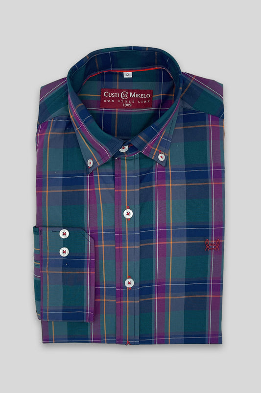 Camisa Cuadro Verde Morado Talla Grande