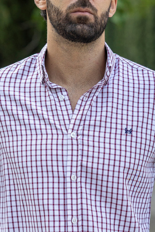 Camisa Cuadros Algodón Granate | Éibar