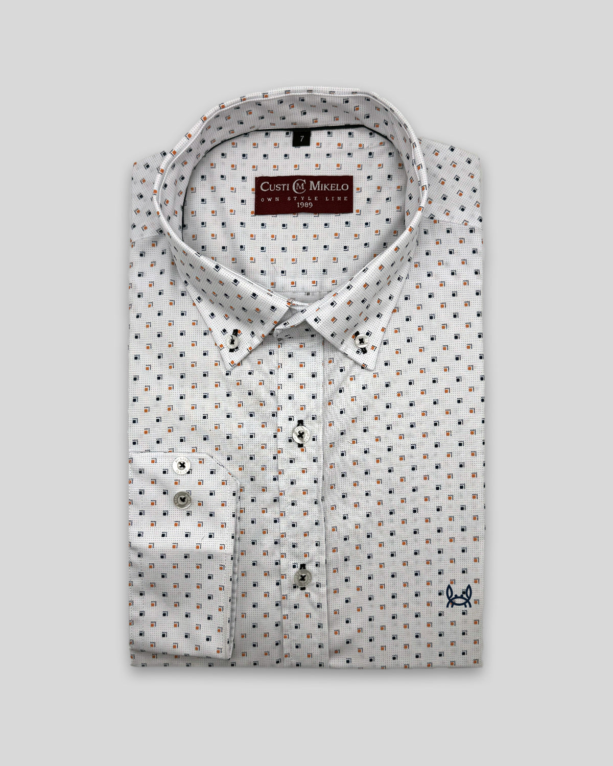 Camisa Blanca Dibujo Naranja Talla Grande