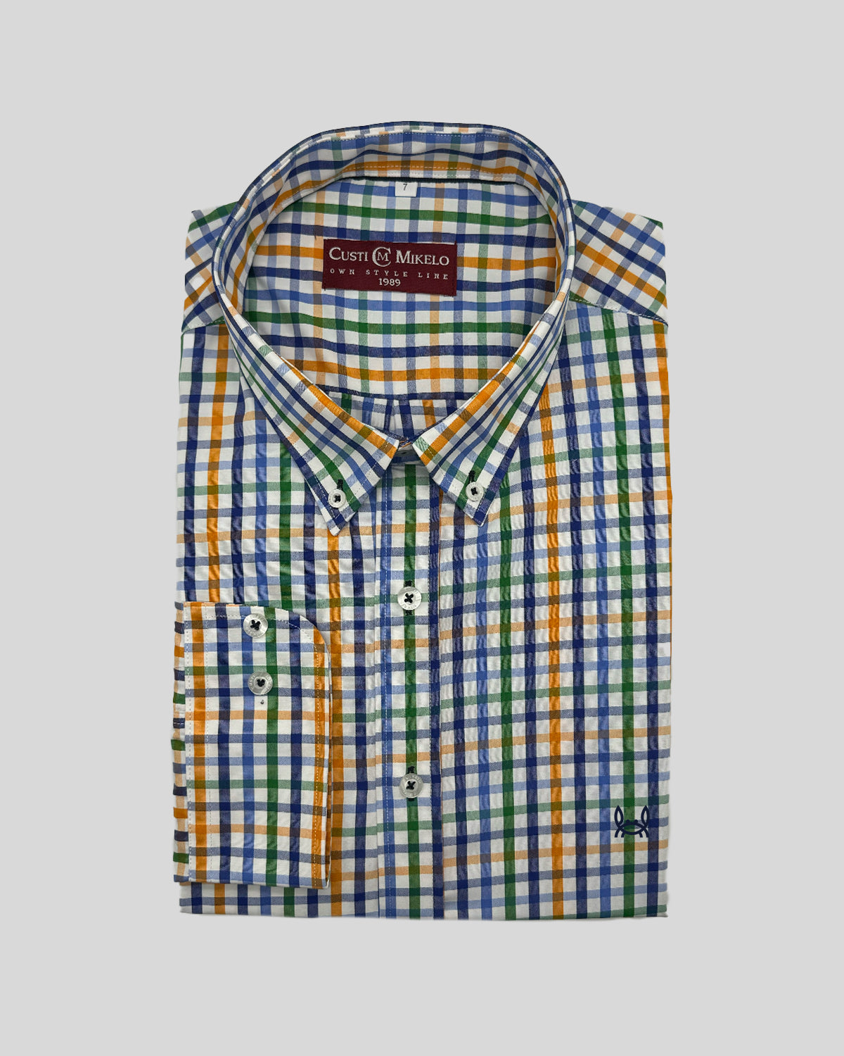 Camisa Cuadro Mostaza Verde Talla Grande