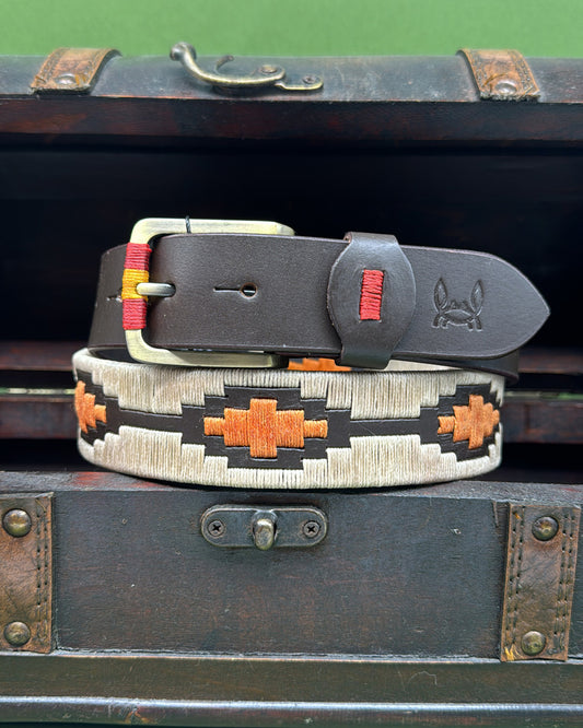 Cinturón piel argentino Beige Naranja