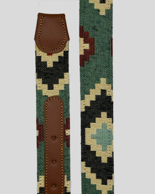 Cinturón Piel Étnico Verde