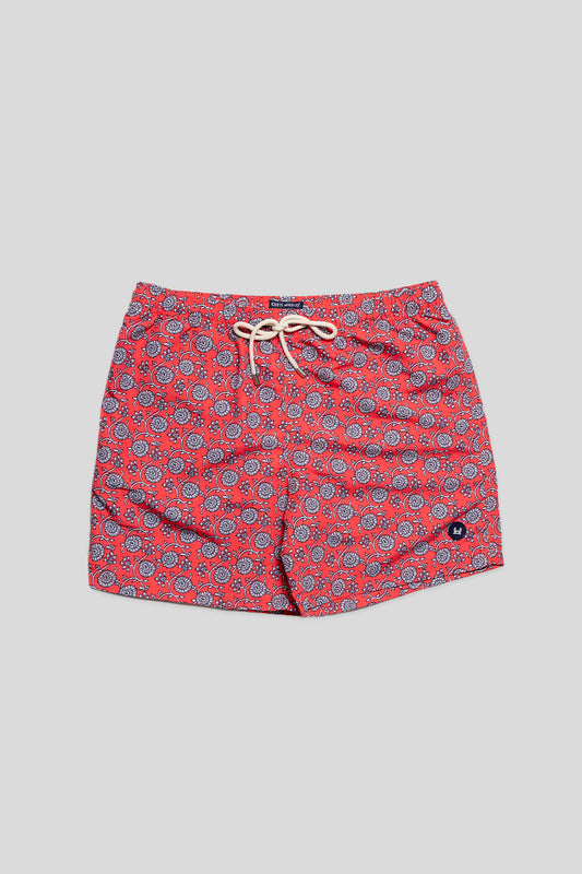 Bañador Flores Rojo