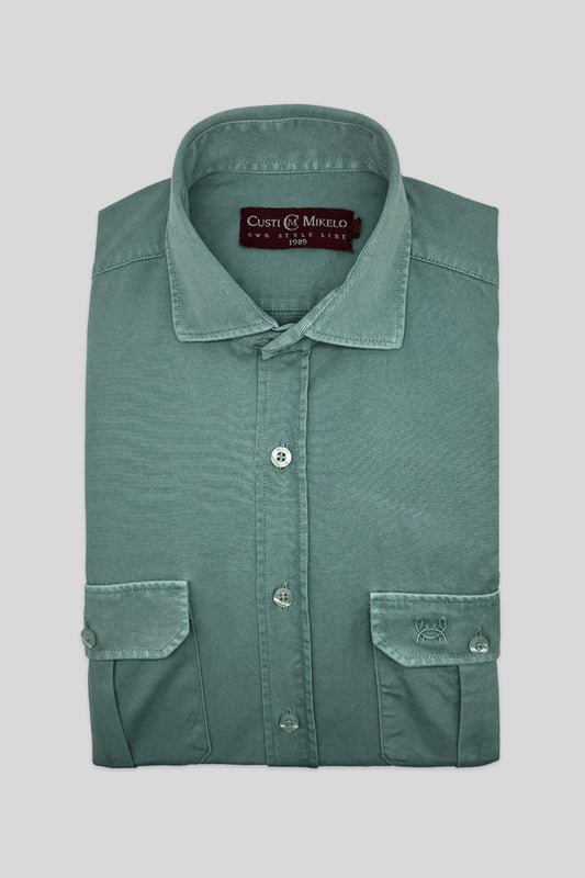 Sobrecamisa Algodón Lavada Verde | Formentera