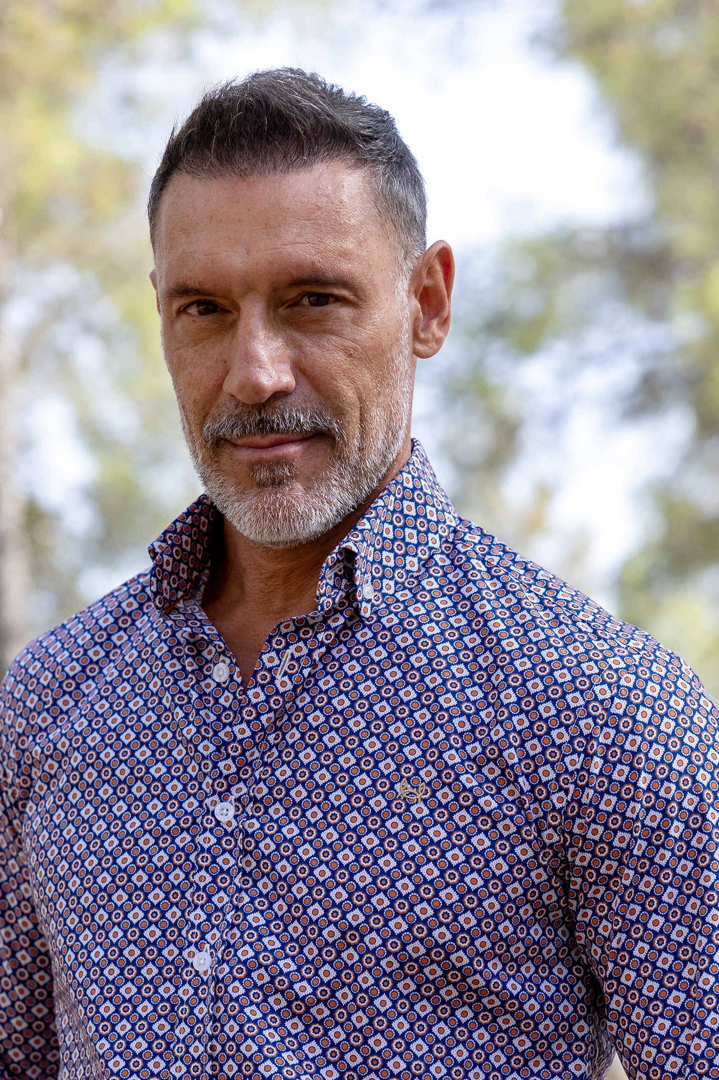 Camisa Estampada Azul Naranja | Fuenlabrada