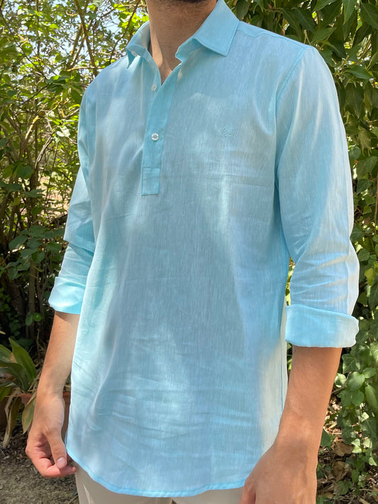 Polera Lino Agua Marina