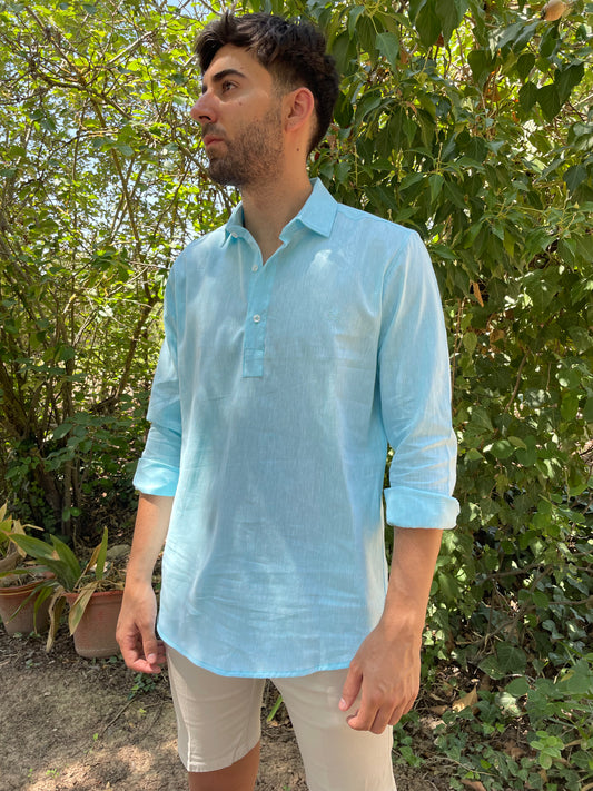 Polera Lino Agua Marina