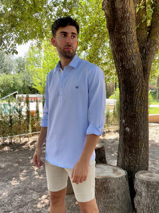 Polera Lisa Oxford Celeste