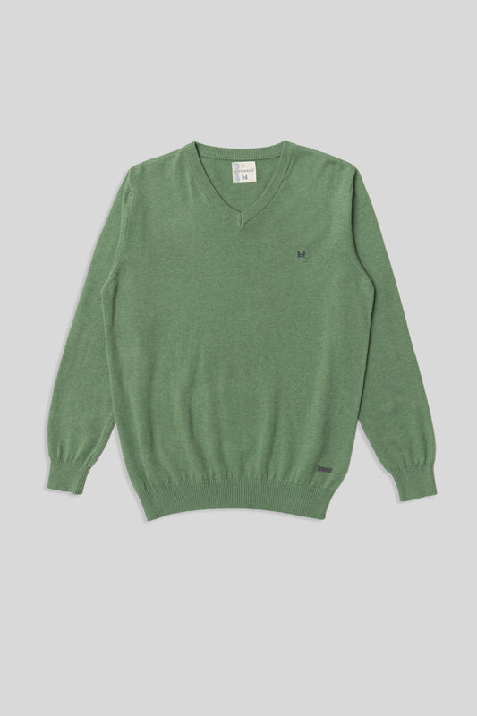 Jersey Básico Cuello Pico Verde Medio