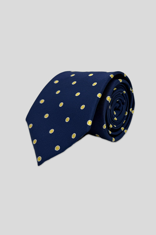 Corbata Marino Puntos Amarillos