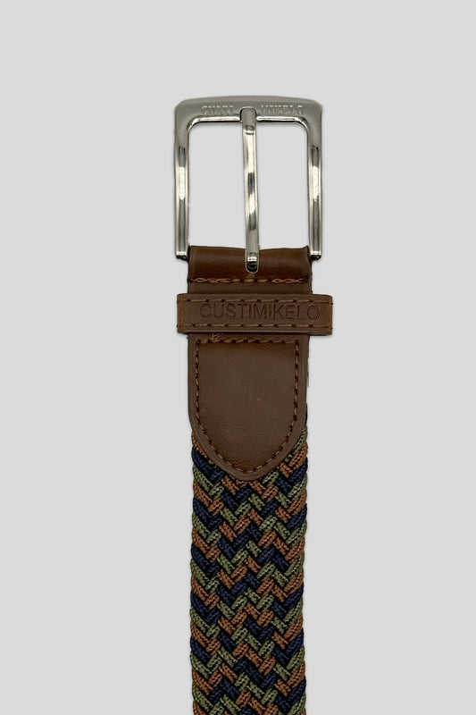 Cinturón trenzado Marrón-Kaki-Marino | 24
