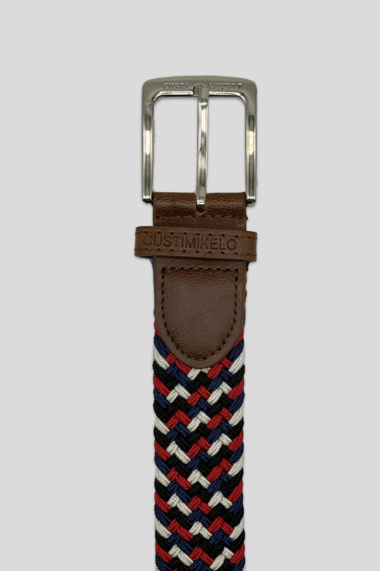 Cinturón trenzado Rojo-Beige-Marino | 26
