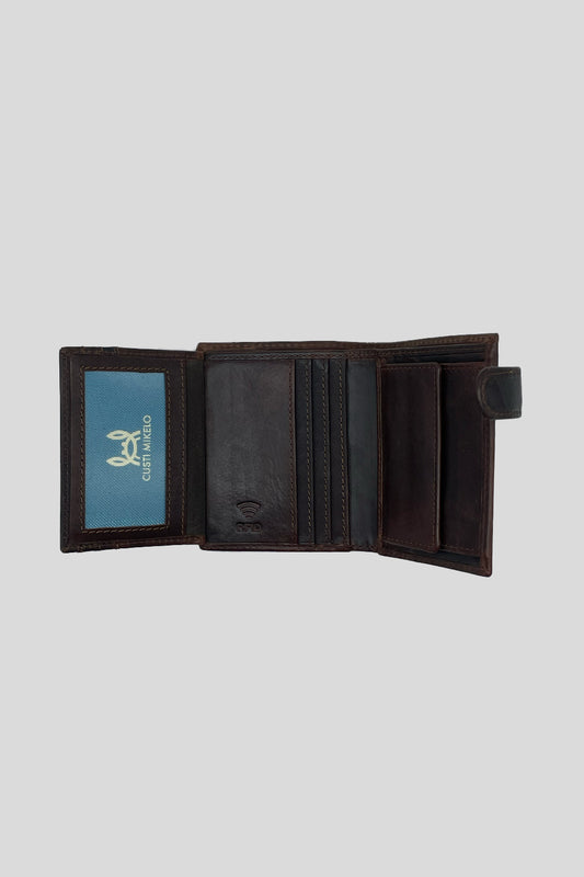 Cartera Piel Cuero Marrón Oscuro