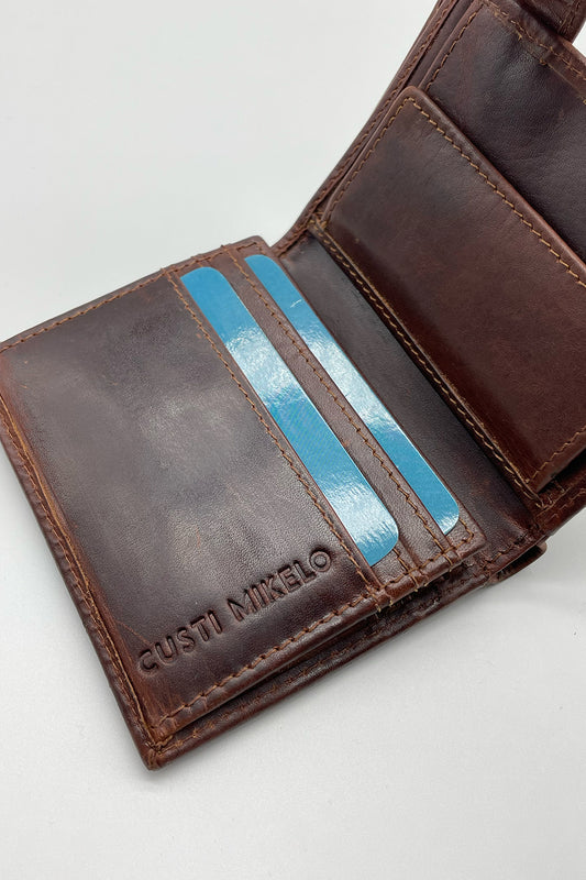 Cartera Piel Cuero Marrón Oscuro