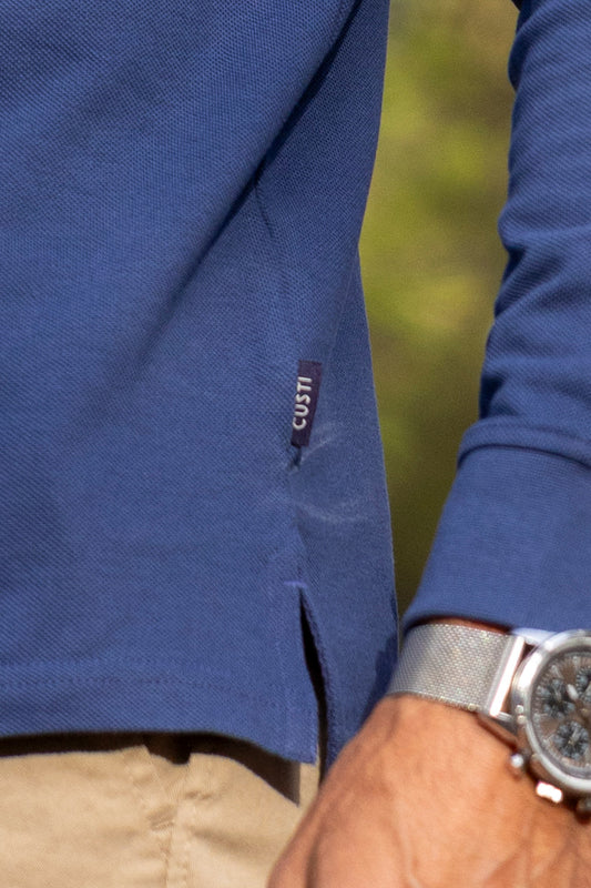 Polo Básico Manga Larga | Azul Marino