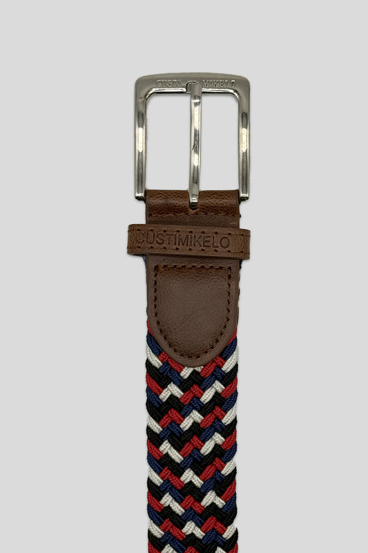 Cinturón trenzado Rojo-Marino-Blanco | 28