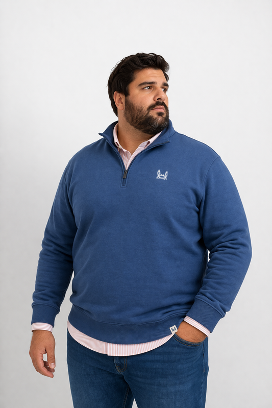 Sudadera Media Cremallera Azul