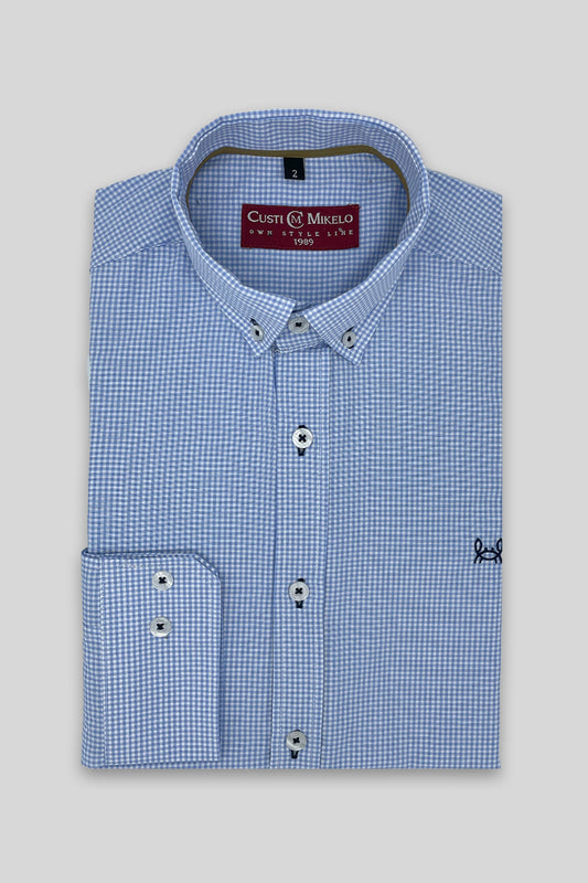 Camisa Cuadro Vichy Azul Celeste