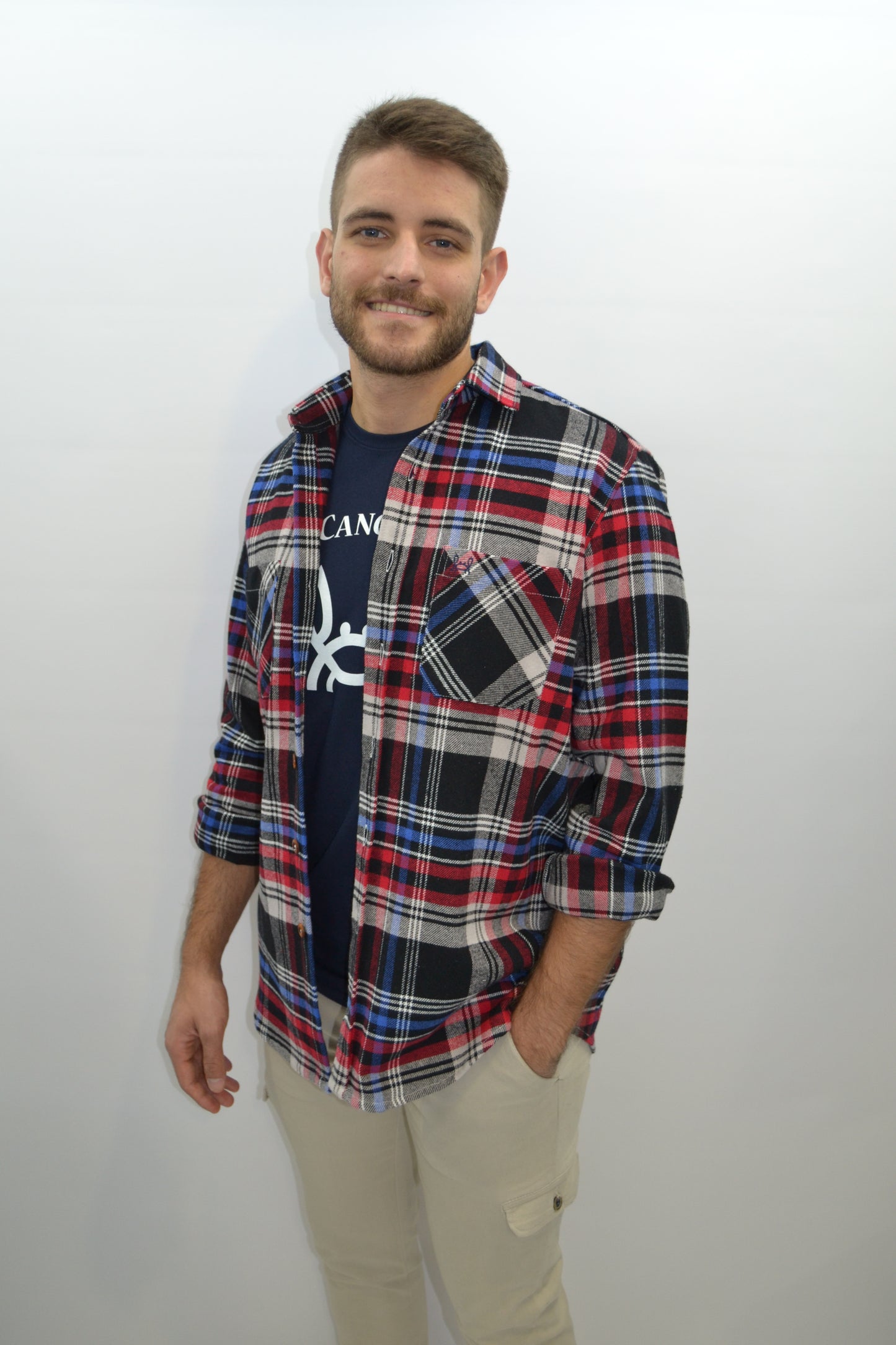 Sobrecamisa Franela Rojo Azul