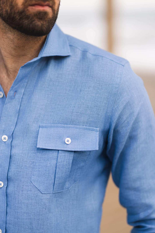 Guayabera Lino Azul