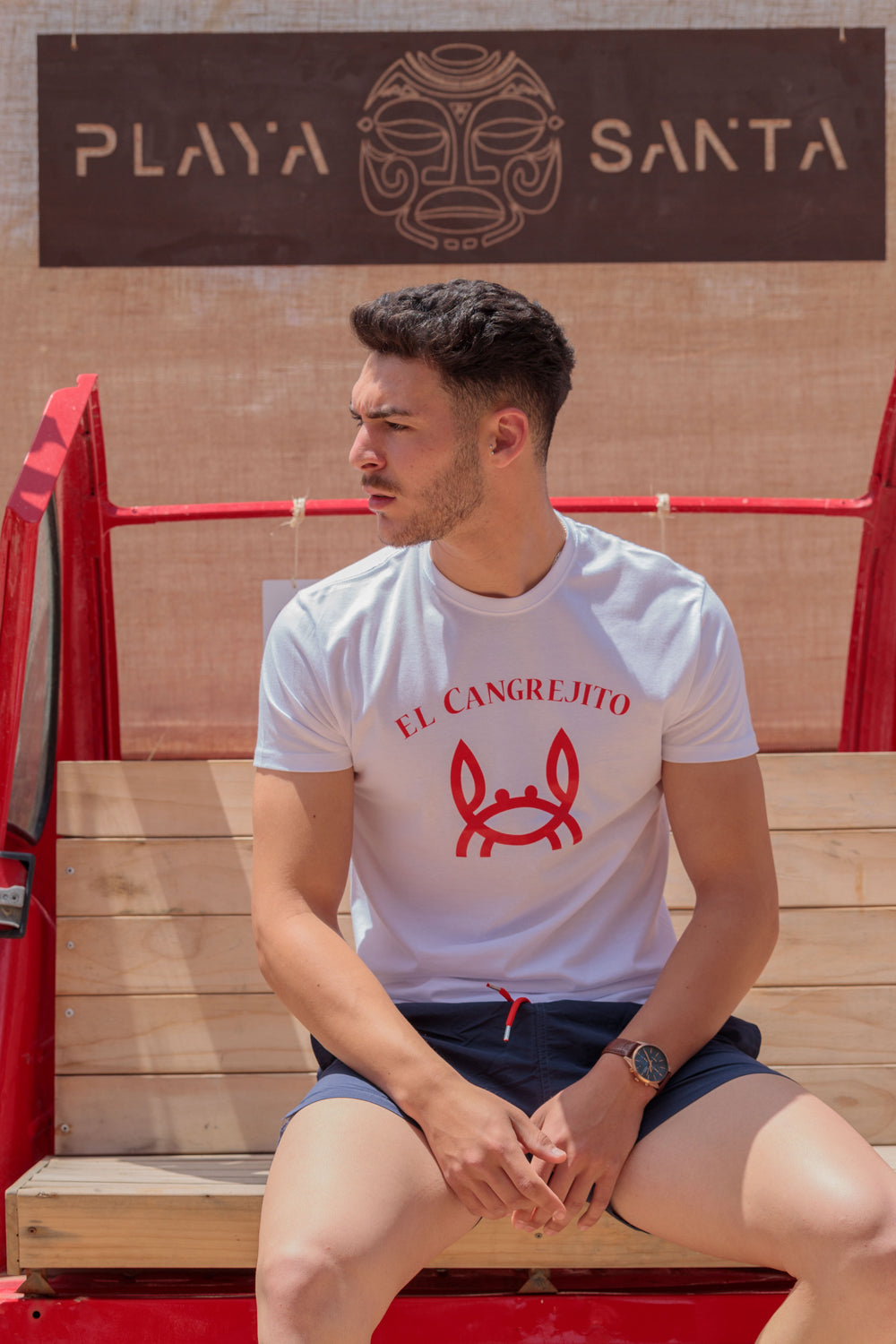 Camiseta cangrejito blanco rojo