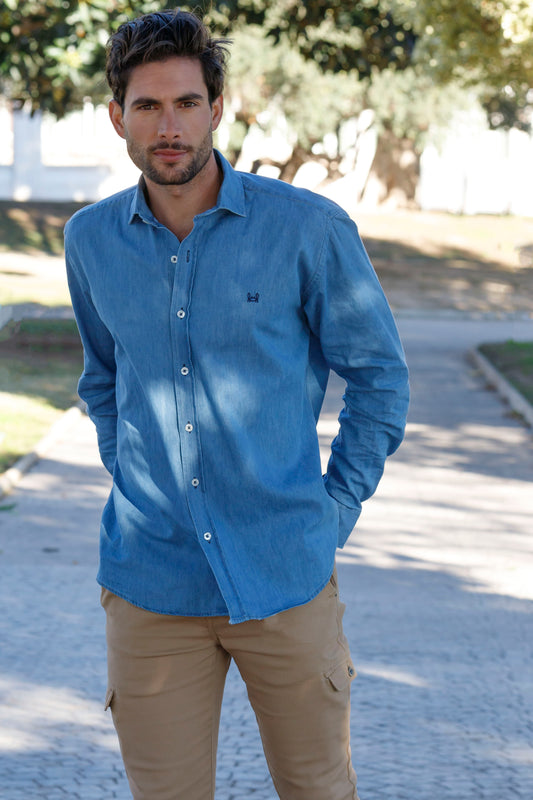 Camisa Sport Vaquera Azul Claro