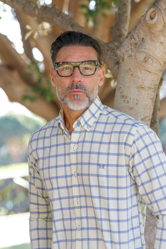 Camisa Amarillo Cuadro Azul | Madrid