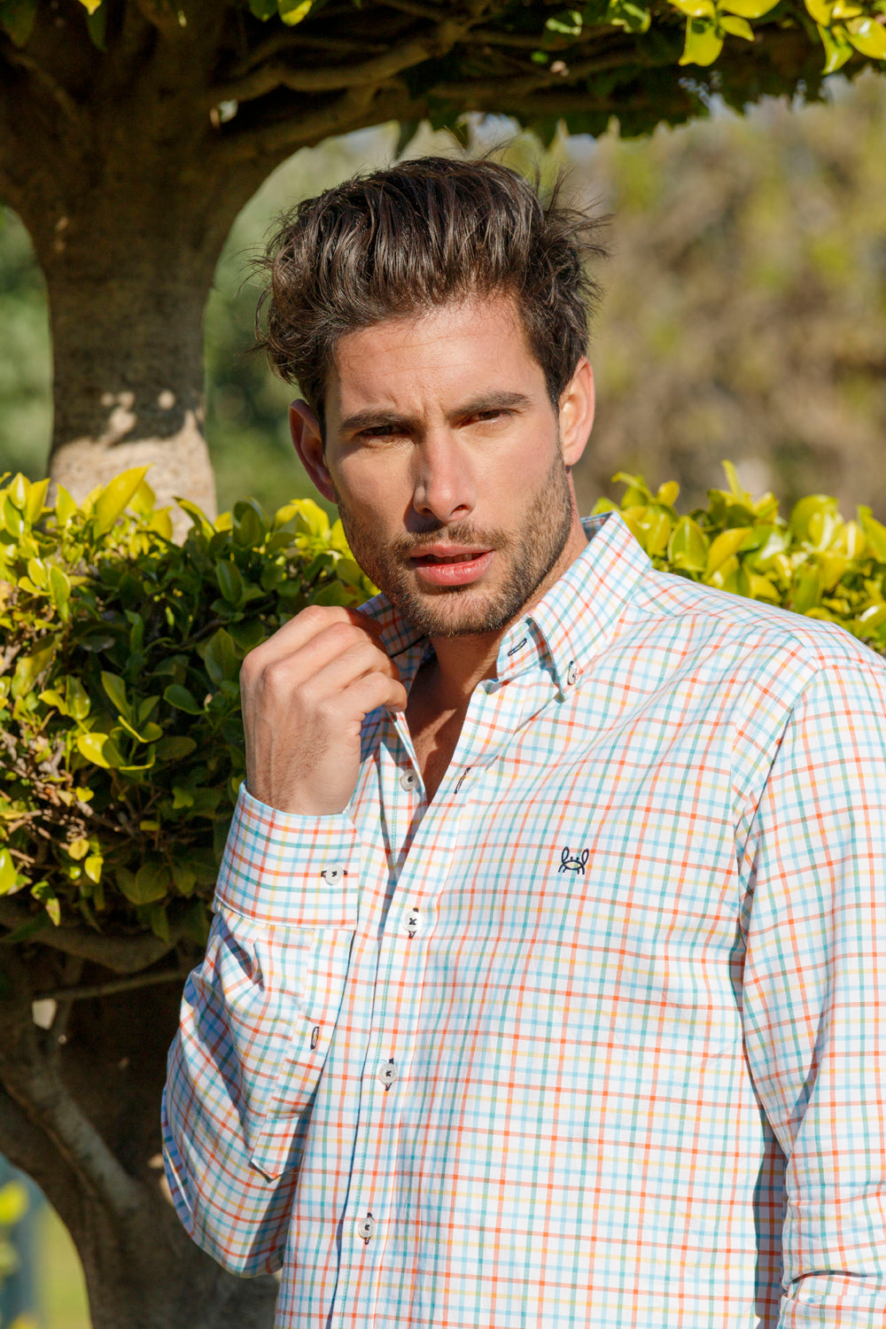 Camisa Mini Cuadro Naranja | Cáceres