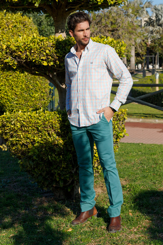 Camisa Mini Cuadro Naranja | Cáceres