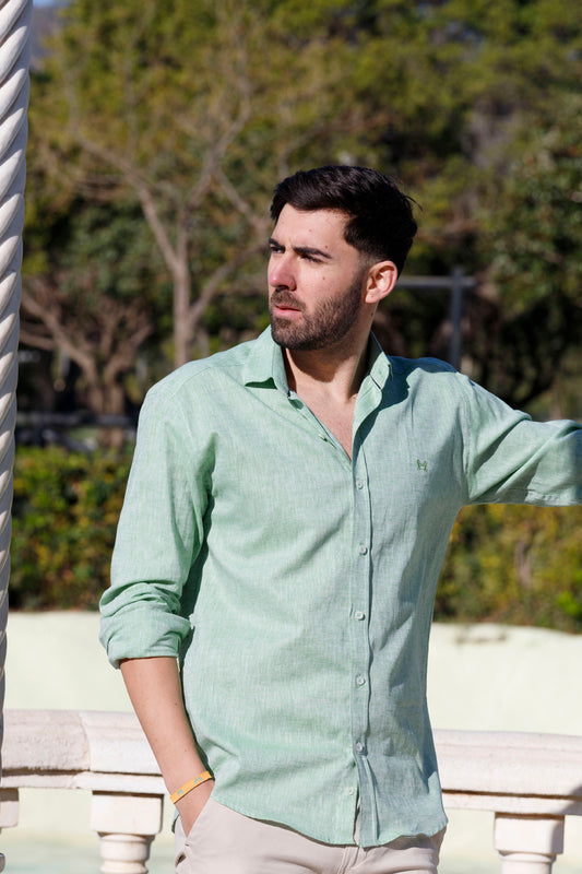 Camisa Lino Verde | Ibiza