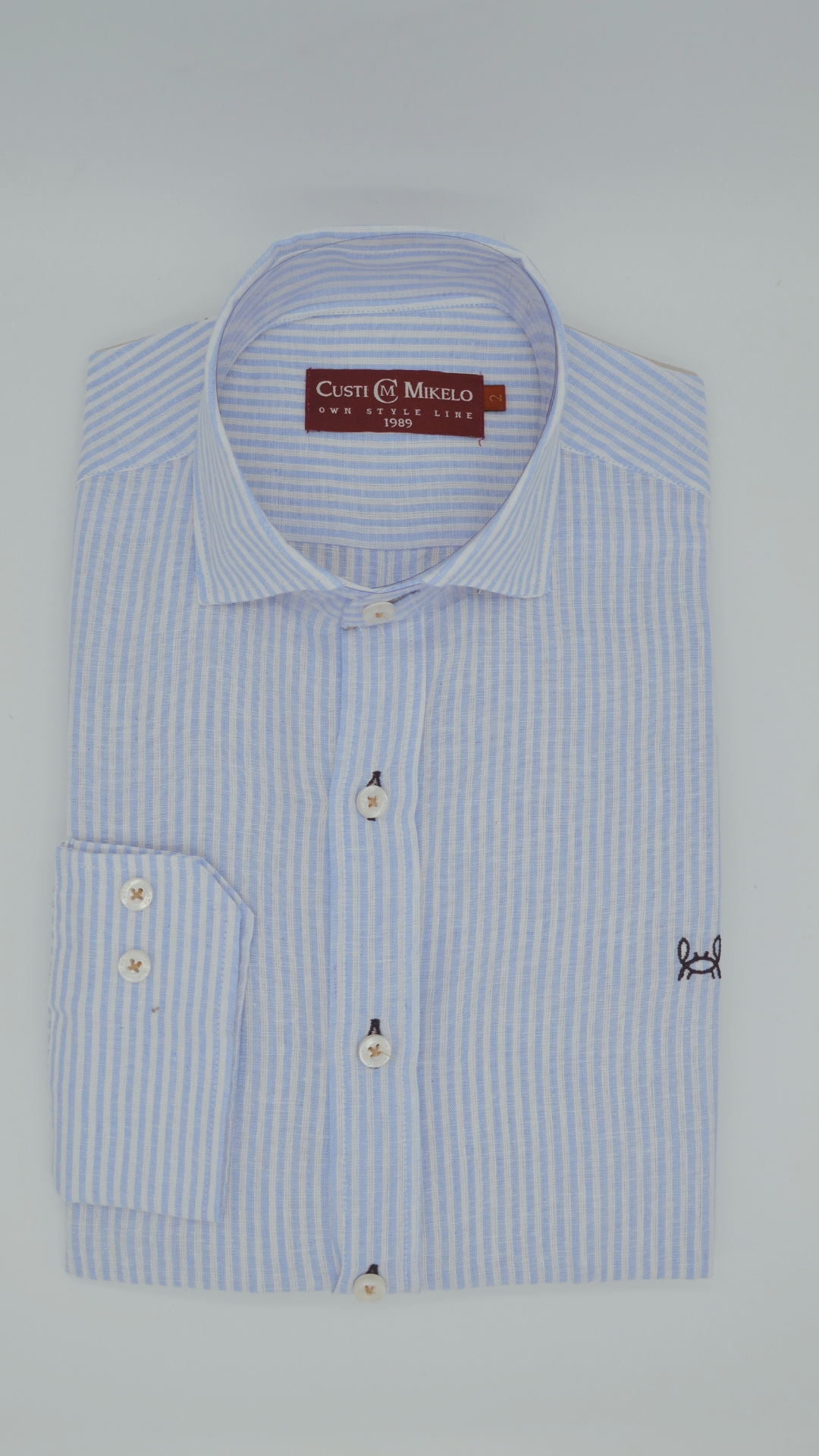 Camisa Lino Rayas Celeste | Gijón