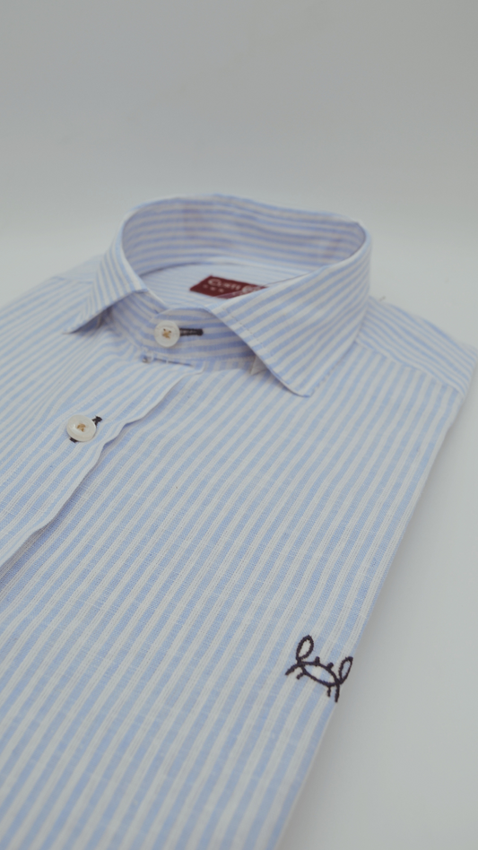 Camisa Lino Raya Celeste | Gijón