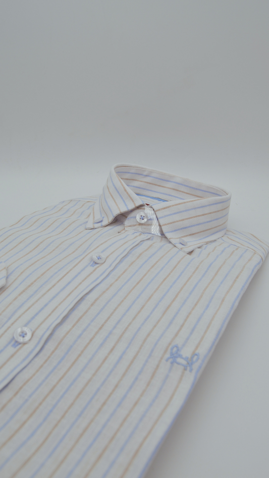 Camisa Lino Rayas Celeste | Manacor