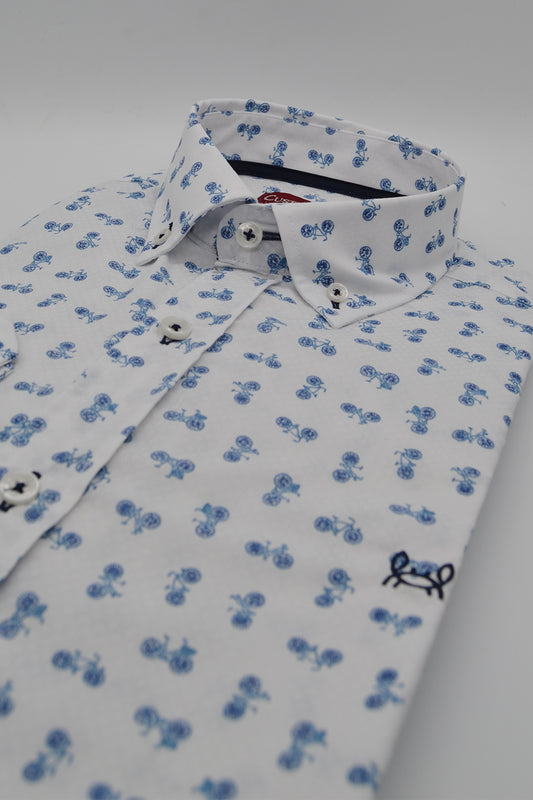 Camisa Estampada Bicicletas Azul