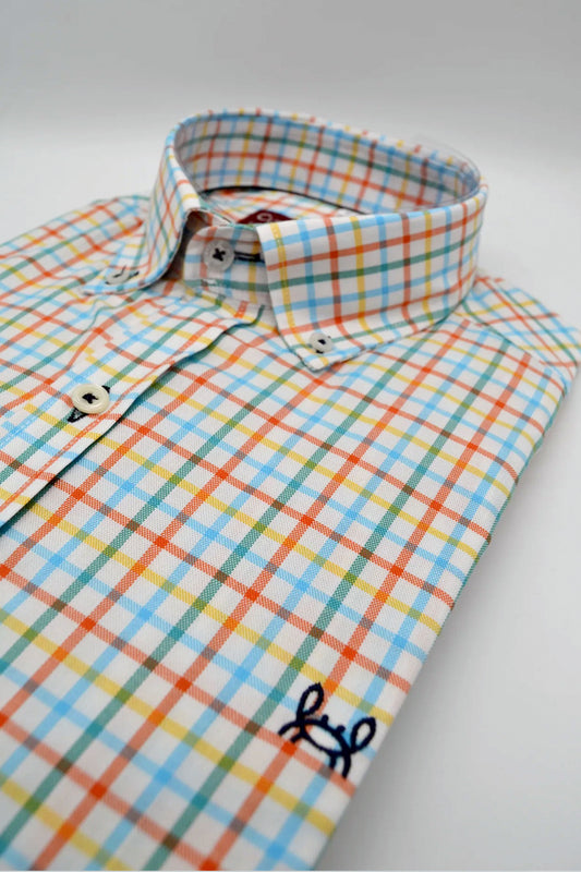Camisa Mini Cuadro Naranja | Cáceres