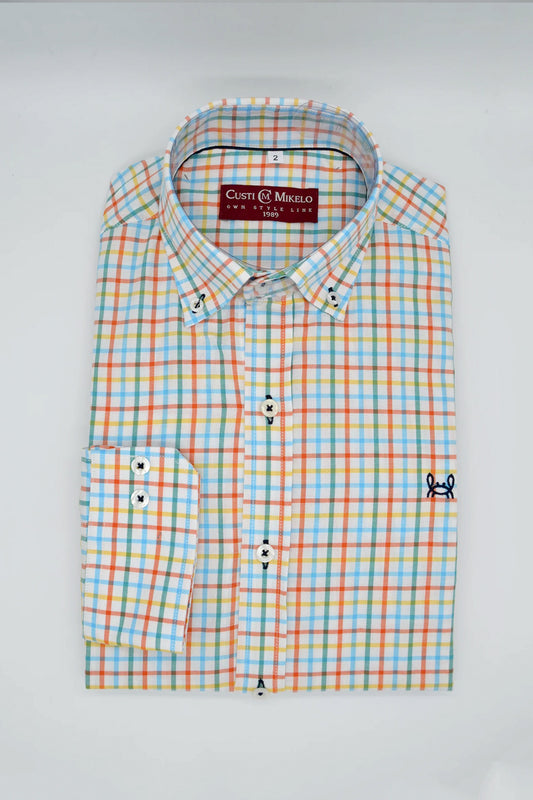 Camisa Mini Cuadro Naranja | Cáceres