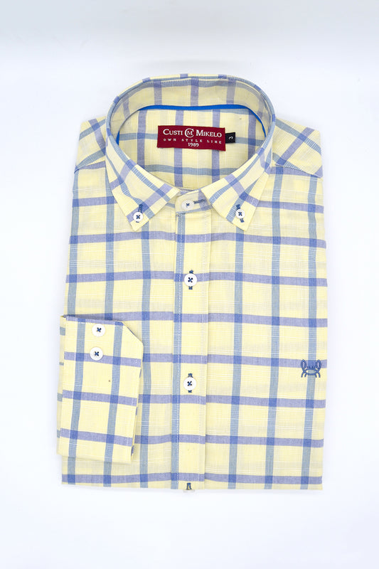 Camisa Amarillo Cuadro Azul | Madrid