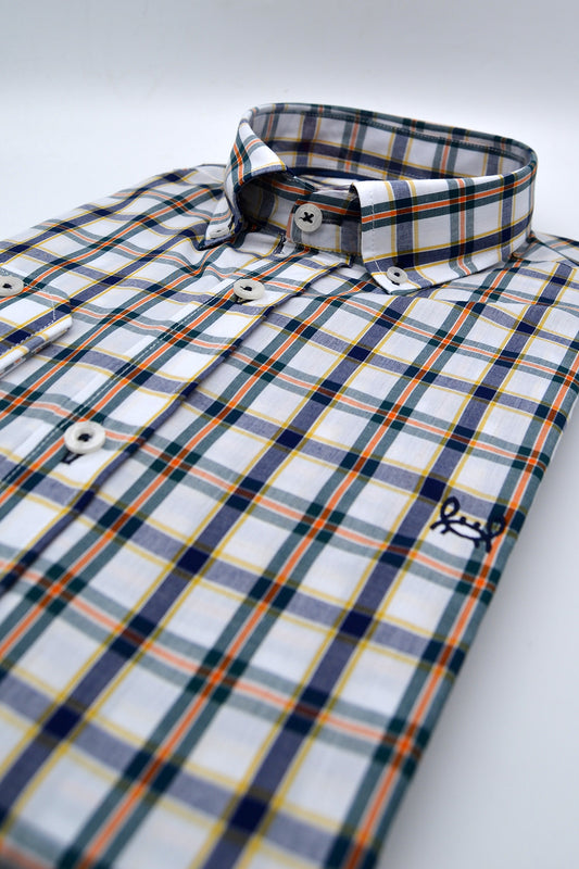 Camisa Cuadro Verde Naranja | Toledo