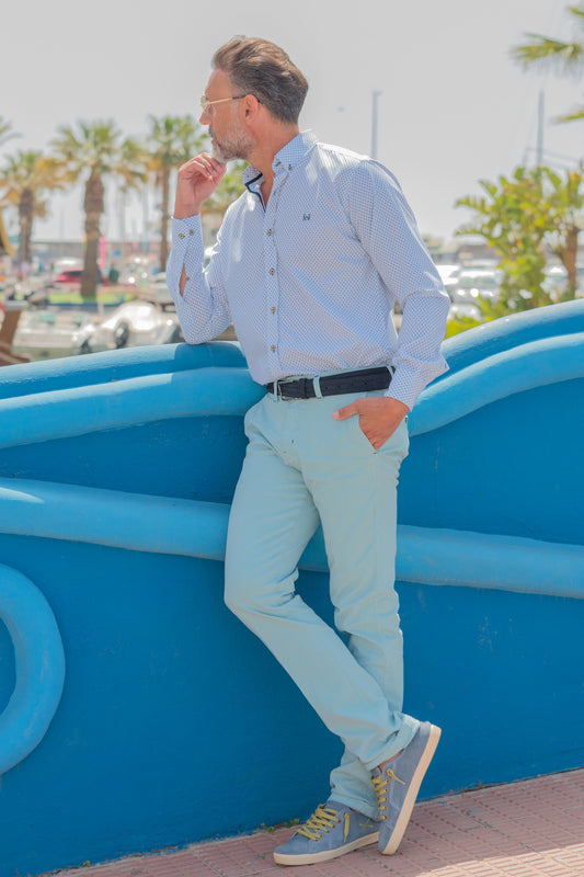 Pantalón Chino Elástico Agua Marina | Jesulín