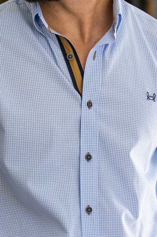 Camisa Cuadro Vichy Azul Celeste