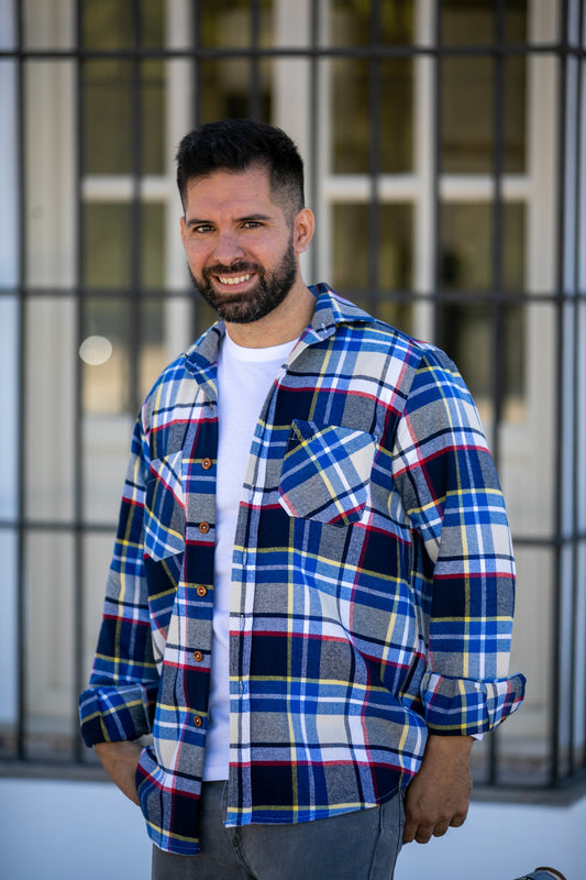 Sobrecamisa Franela Azul Amarillo