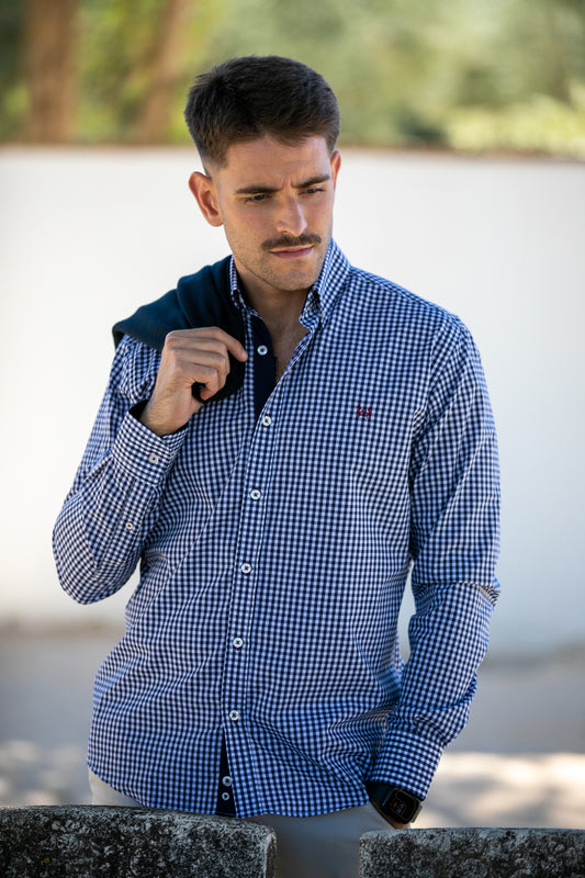 Camisa Cuadro Vichy Azul Marino
